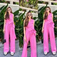 ราคา เซตเสื้อคอปกแขนกุด ดีไซน์ป้ายและผูกโบว์ข้าง เริ่ดดมากแม่ จับคู่กับกางเกงขายาว ชุดเซ็ต Yunaka (14267219816)