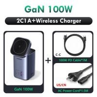 ราคา UGREEN 4 in 1 100W Mini Power Station Desk Charger Magsafe 1 USB A Port and 2 Type C Port Wireless Charger With UK EU US Plug and 100W PD Cable for Laptop Macbook iPhone 15 14 13 Pro Max iPhone 15 14 