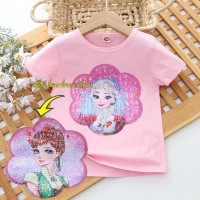 ราคา LOBER เสื้อยืดปักเลื่อม เสื้อยืดเด็กผญ เสื้อยืดลายกราฟฟิกเปลี่ยนได้ เสื้อยืดที่เปลี่ยนลาย เสื้อยืดลายดิสนีย์ เสื้อยืดเจ้าหญิงเด็กผู้หญิง (19117275999)