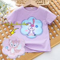 ราคา LOBER เสื้อยืดปักเลื่อม เสื้อยืดเด็กผญ เสื้อยืดลายกราฟฟิกเปลี่ยนได้ เสื้อยืดที่เปลี่ยนลาย เสื้อยืดลายดิสนีย์ เสื้อยืดเจ้าหญิงเด็กผู้หญิง (19117334261)