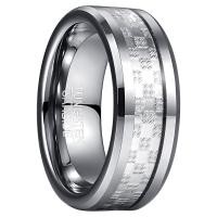 ราคา BONLAVIE 8mm Tungsten Carbide Ring Grooved With Chamfer Silver checkered inlay Domed Edge High Polished Mens Fashion Ring Comfort Fit Size 7 12 (19975406073)