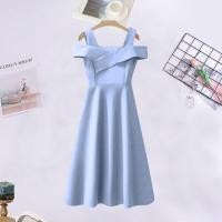 ราคา FC พร้อมส่ง ชุดเดรสปาดไหล่สายเดี่ยวสีพื้น 4 สี แฟชั่น ชุดสีแดง (7525220095)