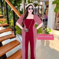 ราคา สาวอวบ ชุดจั้มสาวอวบ จั้มขายาว ทรูโทน ลายชิโนริ จั้มเซเลป จั้มทรงผู้ดี อก 38 40 42 44 46 47 (20607342193)