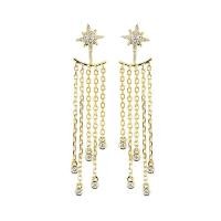 ราคา LUCKY DOLL 18K White Gold Plated Long Tassel Simulation Diamond Earrings Earrings Female AAA Zircon Earrings (15968860140)