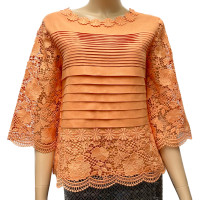 ราคา เสื้อลินินคอปาดแต่งลูกไม้คอตตอนนิ่ม อก 38 40 42 44 46 48 50 อินกะออย สีไวน์แดง ส้ม บานเย็น กลับบัว ชมพู ครีม HRT002 (19387774082)