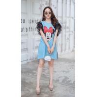 ราคา มินิเดรส ระบายมุ้งดาว ลายมิกกี้เม้าส์ แขนฟรุ้งฟริ้ง อลังๆ สีหวานๆเนื้อผ้านิ่มใส่สบาย1ตัว (12999783283)