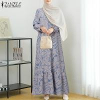 ราคา MOMONACO ZANZEA มุสลิมผู้หญิงมุสลิมแขนยาวผู้หญิงชุดเดรสมีระบายพิมพ์เรขาคณิตเดรสยาวชุดเดรสแบบสุภาพ 50 (21001258811)