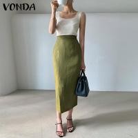 ราคา ส่งของ Vonda กระโปรงยาว เอวสูง สีพื้น สไตล์เกาหลี สําหรับผู้หญิง (19691840880)