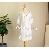 ราคา มินิเดรสถักชายระบาย เสื้อถักโครเชต์ แต่งลายดอกสลับสี มินิเดรสคลุมไปทะเล RH1 806508010 (18071733095)