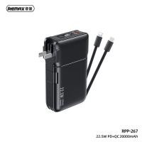 ราคา แบตสำรอง Power bank 20000 mAh Remax RPP 267 22 5 W PD QC 20000mAh พร้อมสายชาร์จในตัว 2 เส้น ชาร์จได้พร้อมกัน 4 เครื่อง มี มอก รองรับ (20671119313)