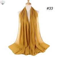 ราคา ฮีญาบมุสลิมชีฟองบับเบิ้ลสีทึบผ้าพันคอคลุมไหล่70 175ซม (21195487532)