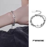 ราคา Double Chain style ข้อมือสแตนเลสโซ่คู่ สไตล์เกาหลี (21330395921)