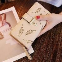 ราคา แฟชั่นกระเป๋าสตางค์หนัง PU กระเป๋าสตางค์ผู้หญิงกระเป๋าสตางค์ยาว Gold Hollow Leaves กระเป๋ากระเป๋าถือผู้หญิงกระเป๋าเงินเหรียญผู้ถือบัตรคลัทช์ (20494794817)