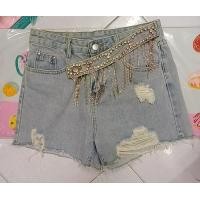 ราคา กางเกงยีนส์ขาสั้น แต่งเพชร L (17963338611)