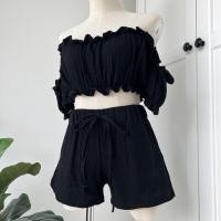 ราคา Jilalin bkk Puffy set ชุดเซตปาดไหล่ กางเกงขาสั้น เสื้อปาดไหล่ กางเกงขาสั้น ผ้าcottonอัดย่น (15604528828)