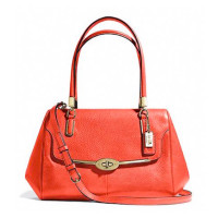 ราคา กระเป๋าถือ COACH แท้ หนังแท้ หนังนิ่ม สายหนังแท้ รุ่นหรูจาก Shop สวยหรูมาก มีสายยาว COACH 25169 MADISON MADELINE LEATHER EAST WEST SATCHEL BAG VERMILLION (21336827643)