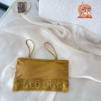 ราคา สายเดี่ยวผ้าร่องครึ่งตัว สปอร์ตบราสายเดี่ยว ชายระบายแต่งลูกไม้ A101 (15177464002)