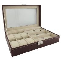 ราคา FancyBox ตู้นาฬิกาไม้บุหนัง ฝากระจก สีน้ำตาลแดง ใส่นาฬิกา 6 เรือน กล่องใส่แว่นตา (5512204)