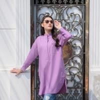 ราคา ELLE Boutique เชิ้ตเดรสผ้าค๊อตตอน คอจีน หน้าสั้น หลังยาว ชายด้านหน้าโค้ง แขน 4 ส่วน ปักโลโก้กระเป๋าอก W3E550 (17110204205)