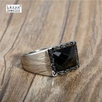 ราคา Lkyou ใหม่ผู้ชายแกะสลักสีดำ G E M แหวนแฟชั่นของผู้ชายแหวนหินภูเขาไฟผู้ชายแหวนแฟชั่นPunk แหวนฮิปฮอป (7670650958)