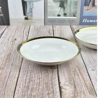 ราคา จานเซรามิค ชามเซรามิค สีขาว ขอบทองเงา มี 4 ขนาด จาน 7 9 นิ้ว จานทรงลึก 7 9 นิ้ว จาน 8 1 นิ้ว และ จาน 10 นิ้ว (20917417300)