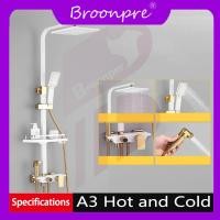 ราคา Broonpre ฝักบัวอาบน้ำชุดอาบน้ำเทอร์โมสแต็ทชุดเครื่องผสมอาบน้ำคุณภาพทองเหลืองฝักบัวอาบน้ำ Rainfall หัวฝักบัวสีขาวชุดฝักบัว (20668418036)