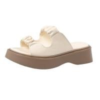 ราคา KAK SHOPZ รองเท้าแตะอินเทรนด์ รองเท้าส้นตึกสวยๆ รองเท้าคู่เปิดหัวประดับมุก สตรี สูง 4 5 ซม (21344795960)