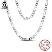 ราคา ORSA JEWELS Italian 925 Sterling Silver 5 0mm Diamond Cut Figaro Chain Necklace Sterling Silver Men Necklace Chains Jewelry SC34 (14130526304)
