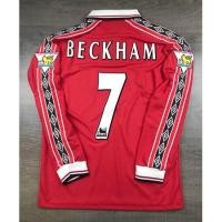 ราคา เสื้อบอล ย้อนยุค แขนยาว แมนยู 1998 เหย้า คอซิป 7 BECKHAM อาร์มพรีเมียร์ Retro Long Sleeve Manchester United Home (21262455578)