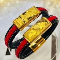 ราคา ข้อมือหนังทองคำแท้ 96 5 น้ำหนัก 0 2 กรัม สายหนังดำ สายหนังแดง สายทูโทน มีใบรับประกันสินค้า (16188858148)