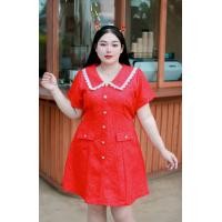 ราคา 502 B ชุดเดรสออกงานสาวอวบ เดรสทำงานเรียบหรู คอบัวลูกไม้ อก38 46 (21339464472)