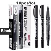 ราคา Deli 10pcs lot Permanent Marker Pen Multicolor Dual Tip 0 5 1 0 mm Nib Black Blue Red Ink Fine Point Waterproof Art Marker Pens (19892799820)