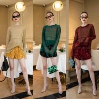 ราคา เซตกลิตเตอร์ 2 ชิ้น เสื้อซีทรูผ้าวิ้ง กางเกงขาสั้นกลิต เตอร์ VSHOP (21161379485)