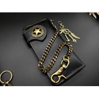 ราคา กระเป๋าสตางค์หนังแท้ โซ่ทองเหลืองแท้ กระเป๋าใบยาว กระเป๋าวินเทจ หนังวัวแท้ สีดำ โซ่ทองเหลืองแท้ พวงกุญแจ 01 (1890438715)