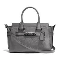 ราคา กระเป๋าถือ Coach แท้ รุ่นหรูที่สุด หนังแท้ หนังนิ่ม มีสายยาว สีหายาก ไซส์กลาง COACH 87295 SWAGGER 27 IN PEBBLE LEATHER BAG Heather Grey (21352895291)