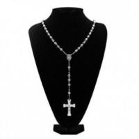 ราคา Wholesale Fashion 18k Gold Plated Stainless Steel Jesus Cross Pendant Chain Jewelry Rosary Beads Necklace (19227697409)