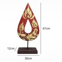 ราคา Water drop Wood carving ไม้แกะสลักหยดน้ำ ฐานตั้งโชว์หยดน้ำ ไม้แกะสลักฉลุลายหยดน้ำ พื้นสีแดง วาดลายดอกบัวด้วยทองเปลว ไม้แกะสลักสำหรับตั้งโชว์ (5132488192)