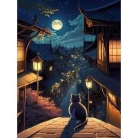 ราคา ภาพวาดระบายสีด้วยตัวเลขขนาด40X50ซม สีอะคริลิคผ้าใบวาดภาพสีดำภาพวาดแมวเดี่ยวของขวัญเฉพาะบุคคล (21282429589)