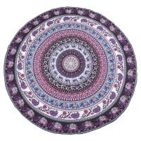 ราคา Round Print Bohemian Mandala Tapestry Wall Hanging Picnic Beach Towel Blanket Purple Elephant Mandala (19679078458)