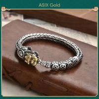 ราคา ASIX GOLD 925 สร้อยข้อมือผู้ชายสีเงิน สร้อยข้อมือเสือกัดเงินโชคดี สร้อยข้อมือนําโชค (17780282845)