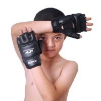ราคา ถุงมือหนังสำหรับเด็กแบบครึ่งนิ้วถุงมือคาราเต้มวยถุงมือคาราเต้ Sanda คาราเต้กระสอบทรายถุงมือป้องกันสำหรับเทควันโด MMA Muay ไทย (12296745943)