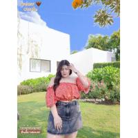 ราคา เสื้อเปิดไหล่ลายดอกฟรีไซส์ 38 54 (19400036720)