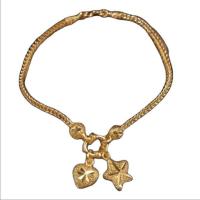 ราคา ใหม่ สร้อยข้อมือสี่เสากลางหัวใจดาว นน 2 สลึง ชุบทอง 24K เคลือบแก้ว (20067432848)