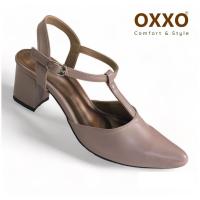 ราคา OXXO รองเท้าคัทชู รองเท้าผู้หญิง รองเท้าหัวแหลมรัดส้น สูง2นิ้ว ทำจากหนังพียู นิ่มใส่สบาย FF3094 (19767287769)