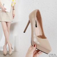 ราคา K9538 รองเท้าส้นเข็มสูง5นิ้ว เสริมหน้า1นิ้ว หนังพียูนิ่ม (14659689620)