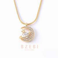 ราคา BZEBI สร้อยคอแฟชั่น ทองคำแท้ ทอง แฟชั่นสไตล์เกาหลี โซ่ สแตนเลส 18k ผู้หญิง เครื่องประดับเกาหลีสร้อยคอ ดวงจันทร์ สตาร์ไดมอนด์ เครื่องประดับผู้หญิง จี้อุปกรณ์เสริม 229n (19149245417)