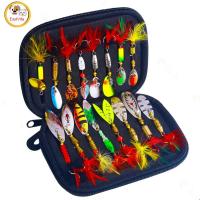 ราคา Spinner Lures Sequins Spinner Metal Fishing Lures Baits Spoon Set With Tackle Bag Metal Fishing Bait 16PCS (21305079231)