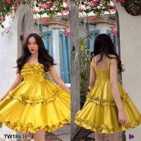 ราคา TW18638 เดสสั้น ระบายฟรุ้งฟริ้งทั้งตัว แต่งระบายกระโปรง (18915464991)