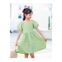ราคา เดรสสีเขียวลายสก็อต แขนตุ๊กตา เด็กโตพร้อมส่ง (19445238869)