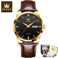 ราคา OLEVS 6629 Genuine Leather Strap Full automatic Watch For Men Automatic Mechanical Business Waterproof Men Wristwatch Luminous (16259056988)